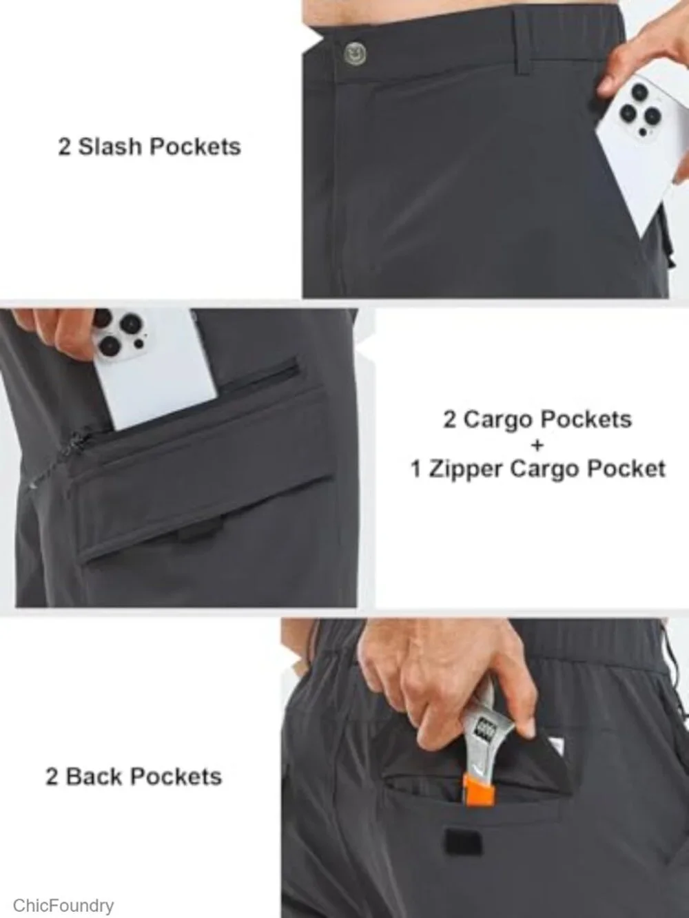 Men's Cargo Hiking Pants Lightweight Quick Dry Outdoor Sweatpants Multi Pockets